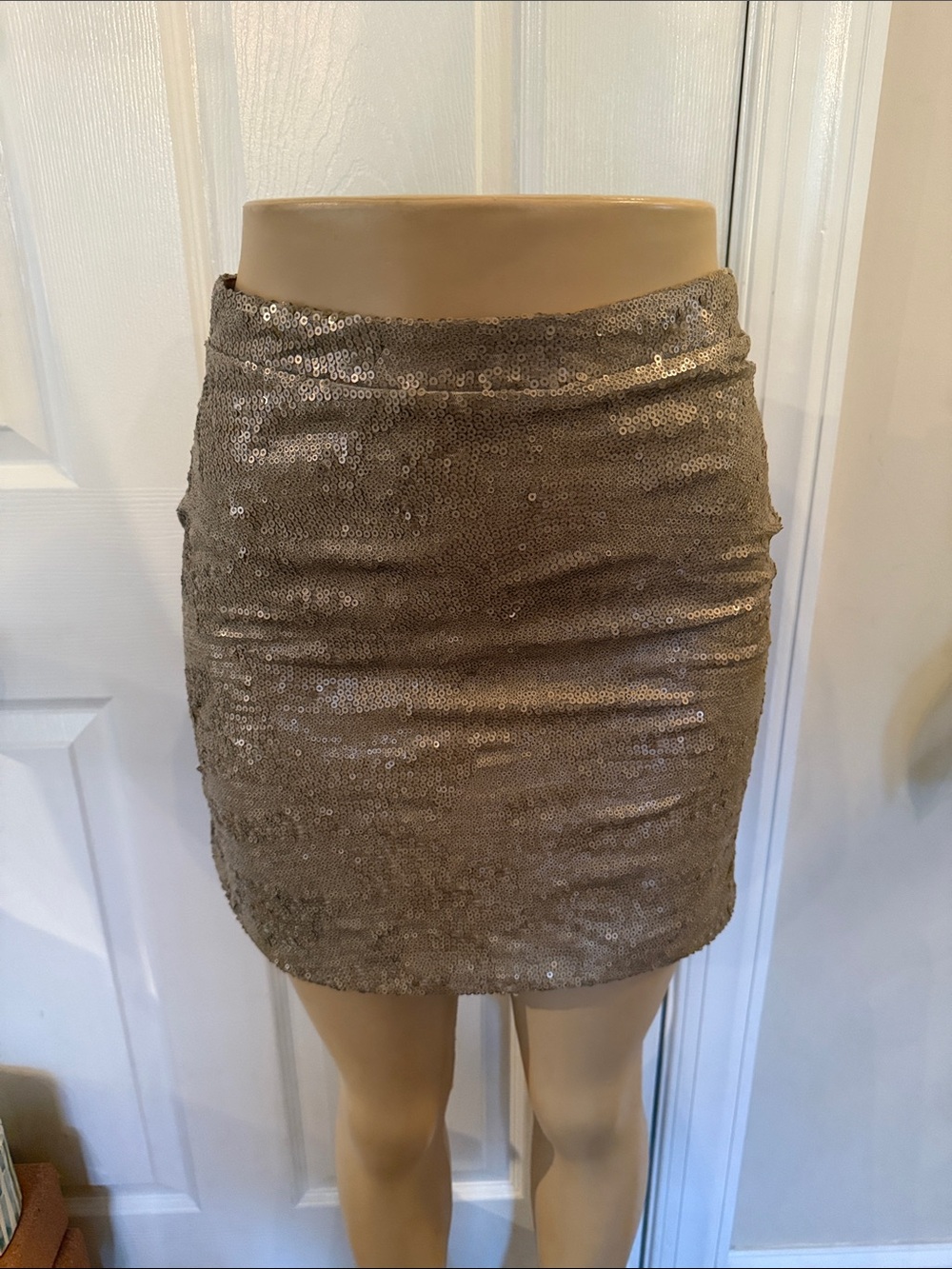 Sequined Mini Skirt in Champagne - Women's Skirt